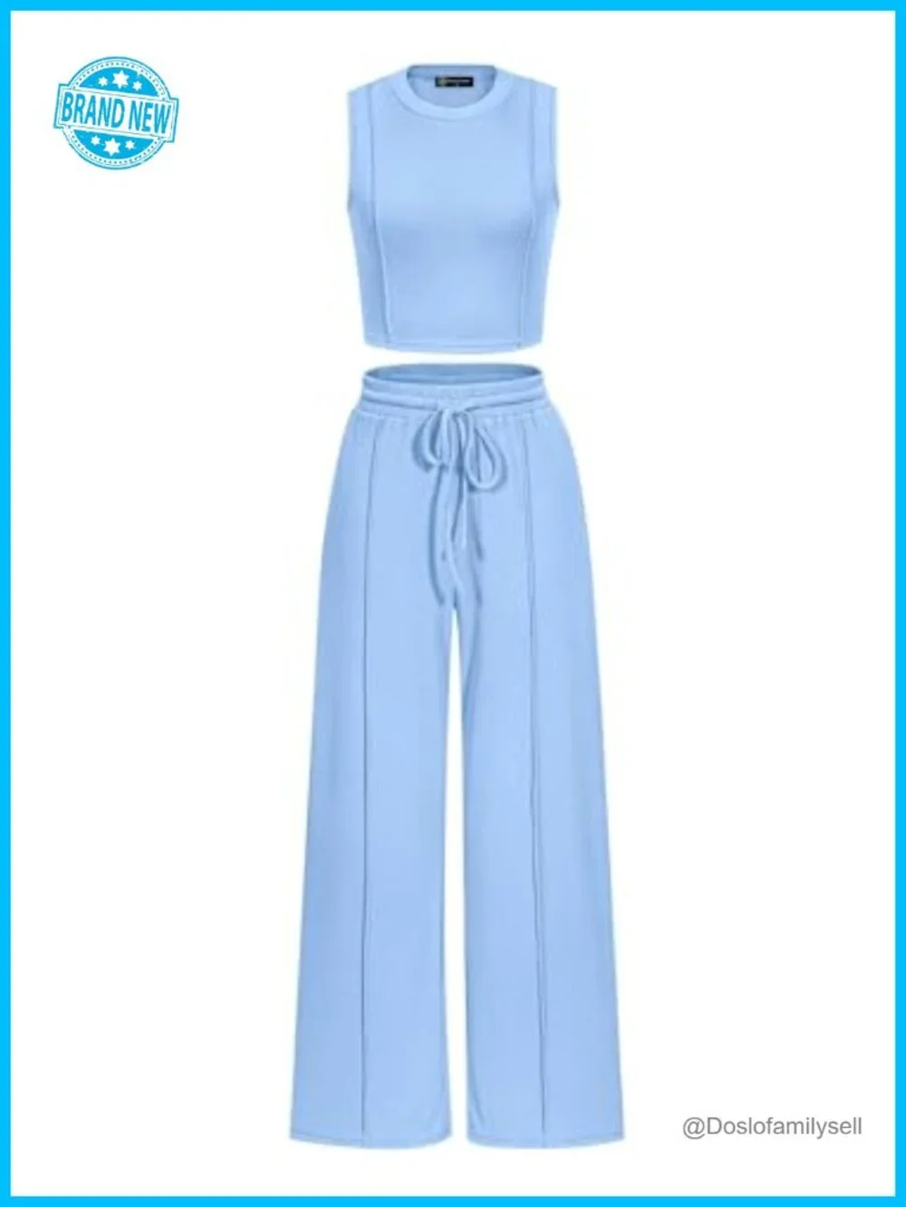 Women's 2 Piece Loungewear Set Crop Tank Top Wide Leg Sweatpants Tracksuit